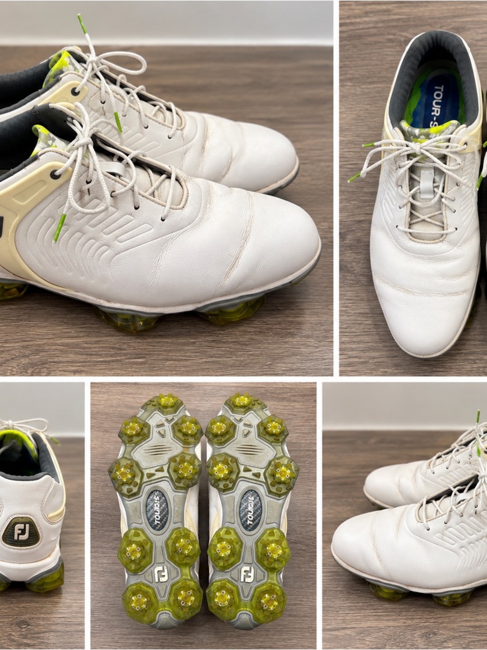 FootJoy White Golf Shoes with Lime Green Accents